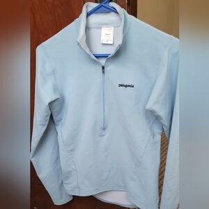 Patagonia Capilene Thermal Weight zip neck top, sky blue, women's size S